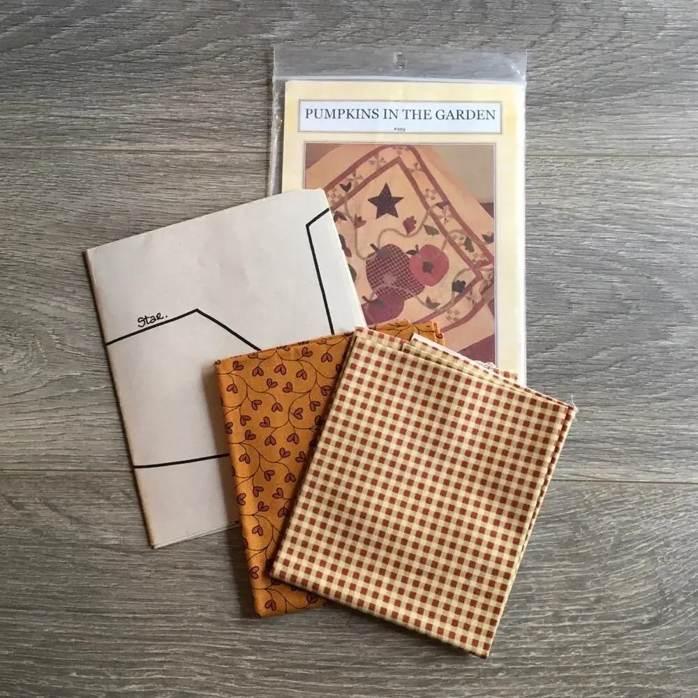 Pumpkins in Garden Quilt Kit Pattern w/ Fabric Fall Autumn Decor Sewing UNCUT